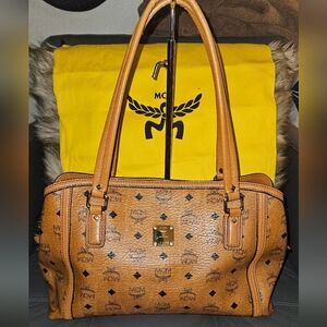 MCM Cognac Visetos Shoulder Bag